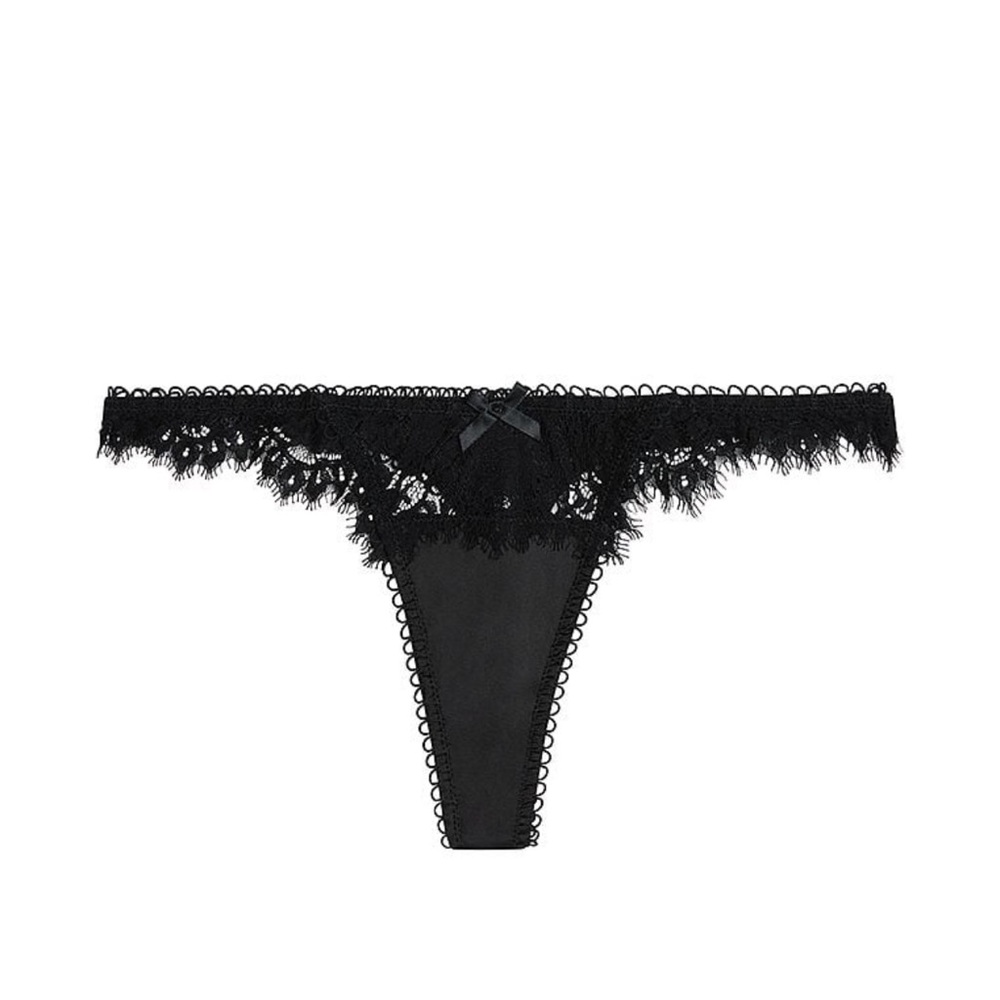 For Love & Lemons x Victoria’s Secret Black Faye Lace Thong Panty